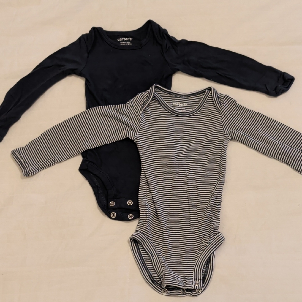 Carter's Navy and Striped Bodysuits